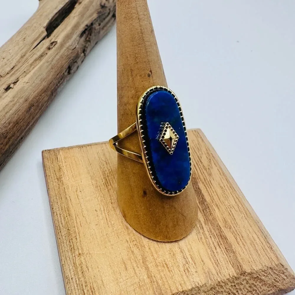 Lapis Lazuli Adjustable Gold Statement Ring